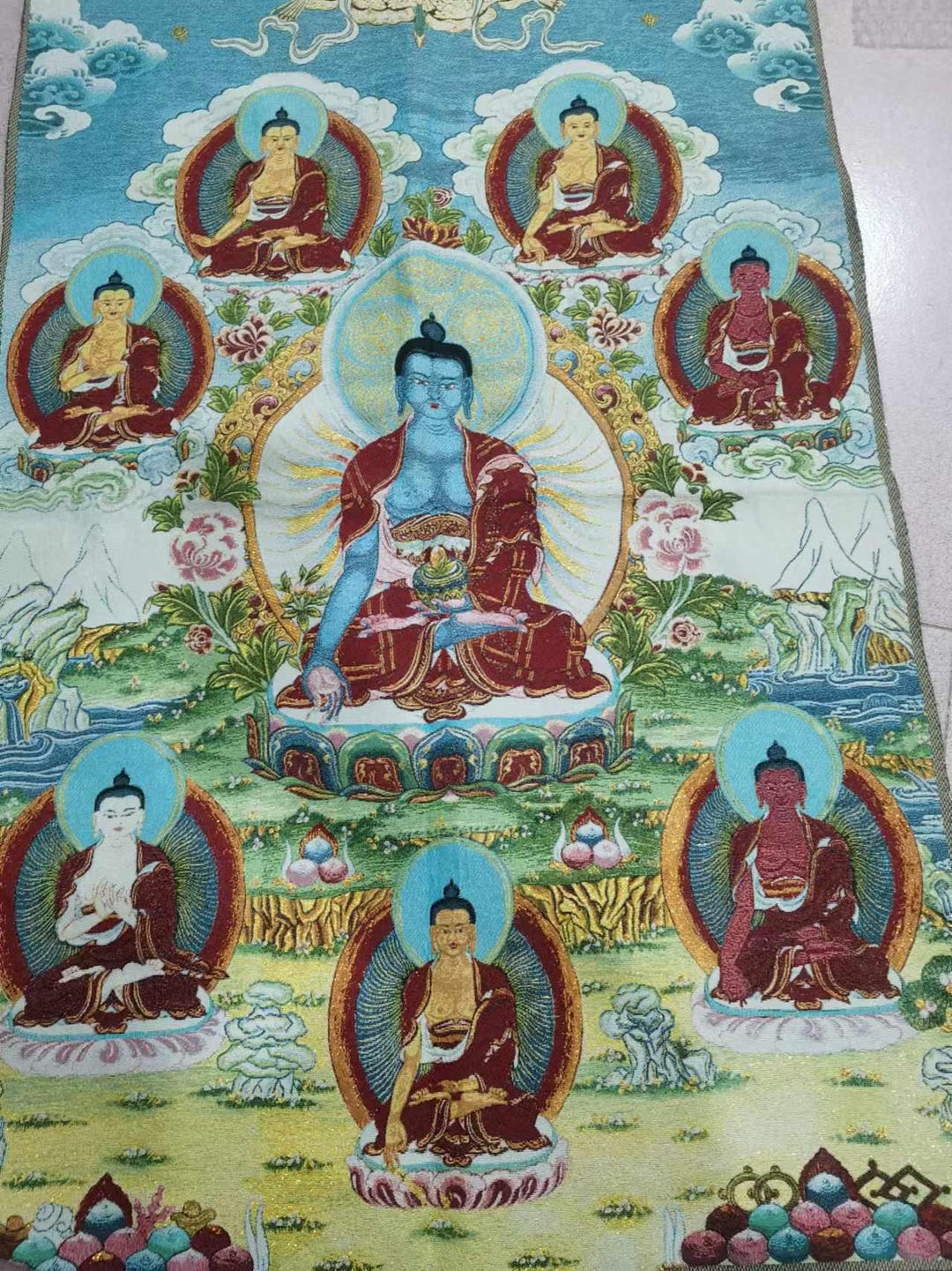 35インチ タンカ 掛け絵、チベット仏教経典タンカ絵画、ネパール