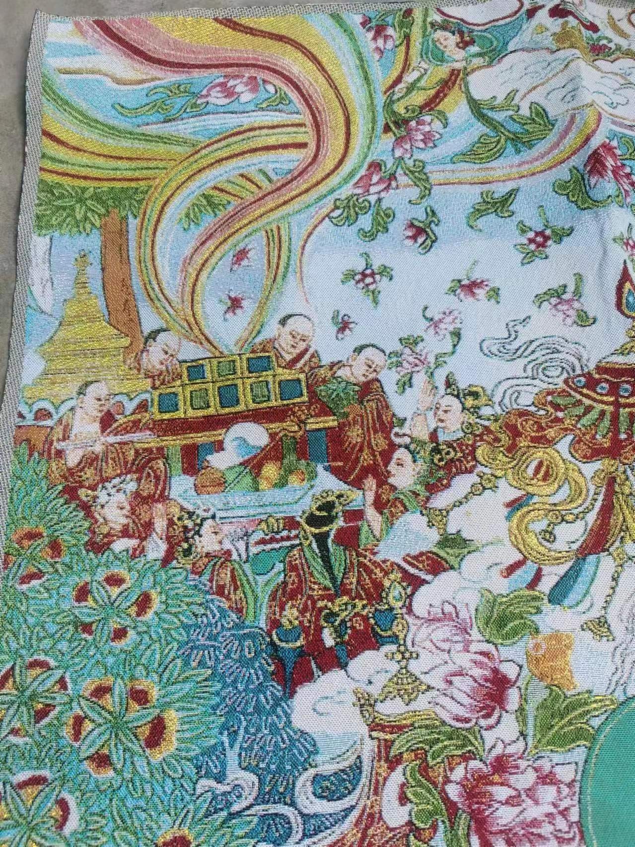 チベット仏教布シルクタンカ絵画、タンカ手描きネパール仏曼荼羅壁装飾