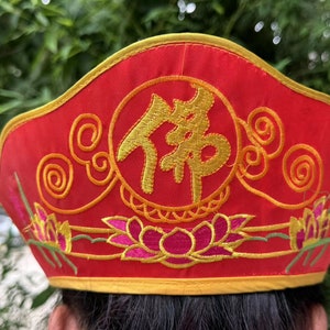 Tibet Buddhist Ritual Crown Hat Nepal Sitting Buddha Cap, Sakyamuni Shakya Mani Buddha Vajra hat cap Buddhist Monk cap Costume Shaolin G0129