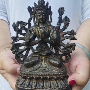 Tibetische Vintage Tausendarmige Guanyin-Statue, Tausendhändige Quan Yin Buddha-Statue Buddhistische Avalokiteshvara Kuanyin Göttin Kwan-yin G240