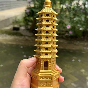 Copper Wenchang Tower Stupa Pagoda, Exorcise evil spirits Talisman Feng shui Decor nine layer office desk decoration ornaments amulet   G208
