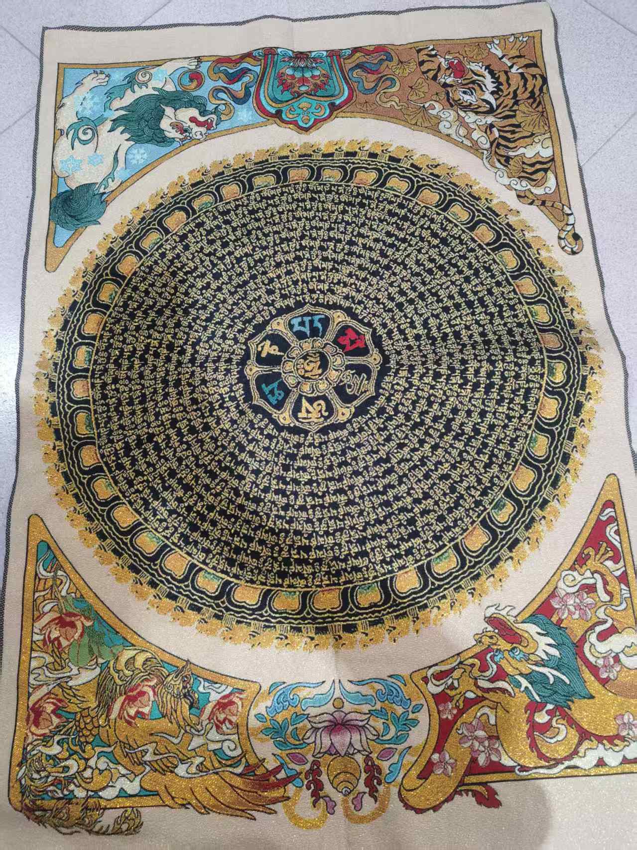 35" Shurangama Mantra Thangka, Nepal Drawing Art,Tibetan Buddhist scriptures Thangka Painting, Wall hanging Buddist Art for Meditation HT411