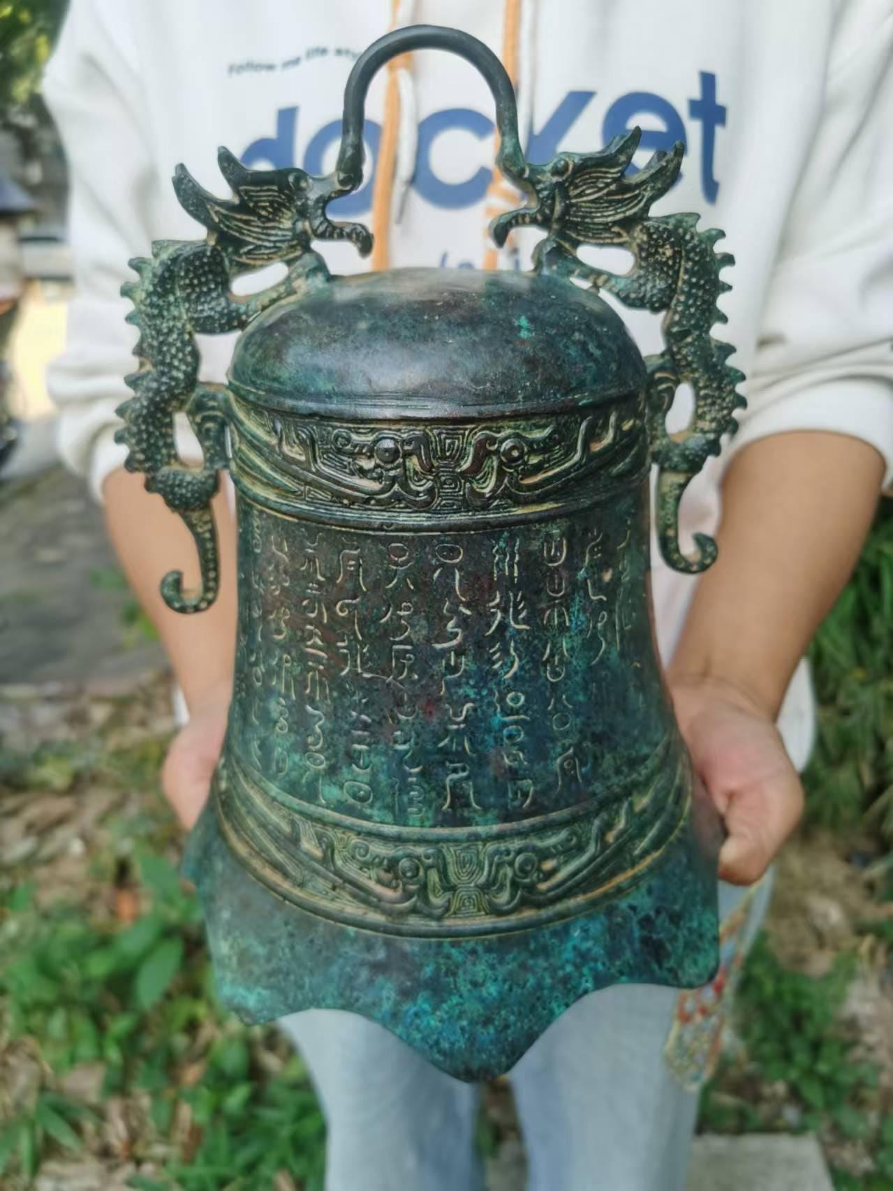 巨大なチベット仏教寺院の銅製ドラゴンアンティークベル、Zhong Chung 