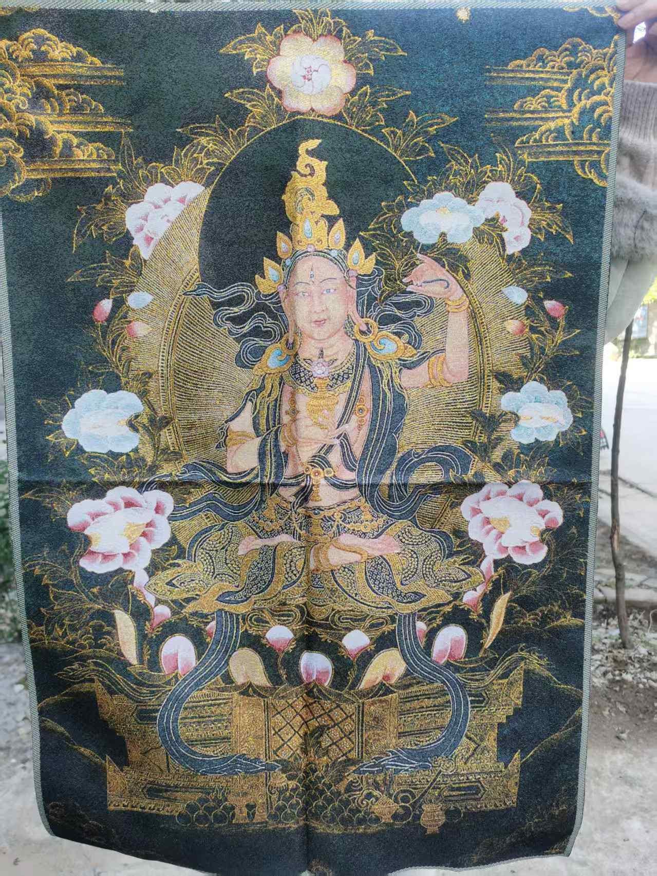 35インチ チベットタンカ、チベット仏教経典タンカ絵画、ネパール絵画