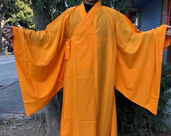 Monk Robe, Linen Kaftan, Long Linen Robe, Summer Buddhist Shaolin Monk Robe Cotton Long Robes Gown Kung Fu Uniforms Martial Arts Clothing 80