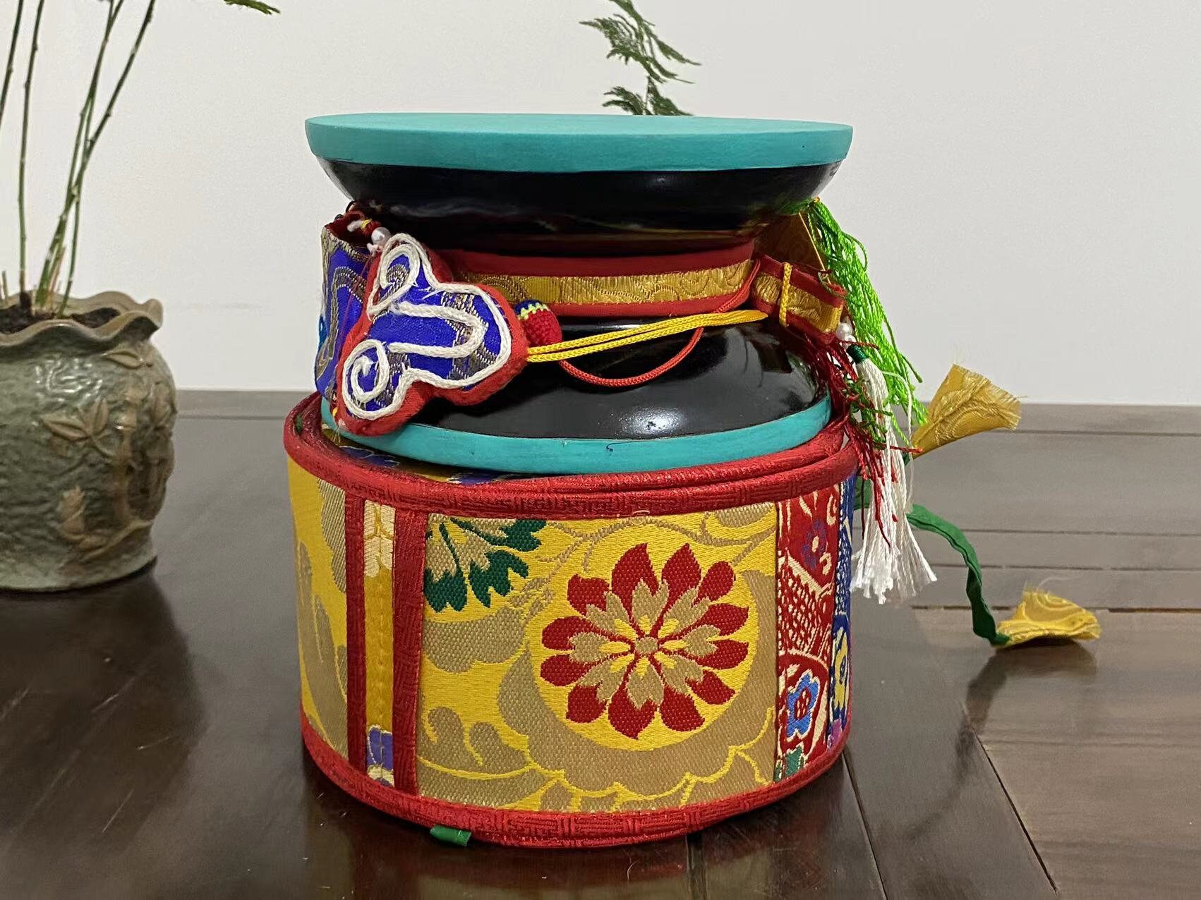 Tibetan Vintage Wooden Drum Nepal Buddhism Tambourine Sheepskin Drum ...