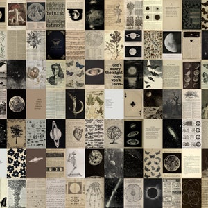 84 Stück Grunge Poster Vintage Wall Collage Kit | Fairycore Goth Foto Kit | Dark Academia Gothic Collage | Astronomie alte Foto-Collage Prints