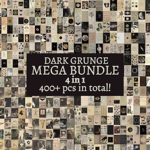 MEGA BUNDLE 4 in 1 Dark Grunge Collage Kits | 400+ STÜCK Vintage Goth Fotos | Dunkelheit Fairycore Collagen Set | Gotischer alter Fotocollage-Druck