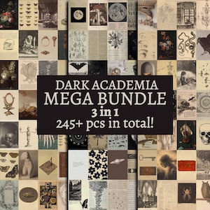 PAQUETE MEGA 3 en 1 Kit de collage Dark Academia / Más de 245 fotos góticas oscuras / Kits de collage grunge / Juego de collage estético vintage para dormitorio de adolescentes