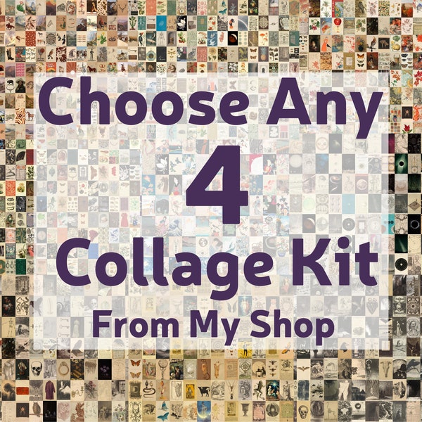 Choose Any 4 Collage Kit | Create Your Own Custom Photo Wall Collage Kit for Dorm Room | Printable Old Photos for Wall | DIGITAL DOWNLOAD