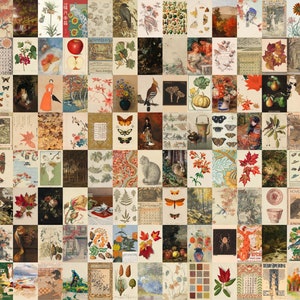 Arte mural vintage otoñal, collage estético otoñal para dormitorio, collage de póster vintage cottagecore, decoración otoñal para el hogar.