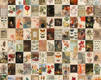 Fall Cottagecore Vintage Collage Set for Dorm Room, Fairycore Autumn Home Decor