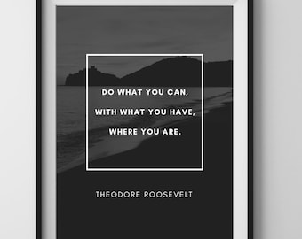 Theodore Roosevelt Zitat Druck, Motivationsbüro Dekor (digitaler Download)