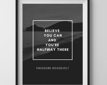 Theodore Roosevelt Zitat Druck - motivierende Bürodekoration (digitaler Download)