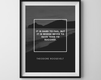 Theodore Roosevelt Zitat Druck, Motivationsbüro Dekor (digitaler Download)