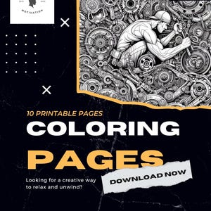 10 Printable Adult Coloring Pages for Guys – Steampunk Gears & Machinery Designs