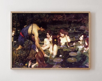 Hylas and the Nymphs Pre-Raphaelite art poster by John William Waterhouse