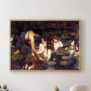 Hylas e le Ninfe poster artistico preraffaellita di John William Waterhouse