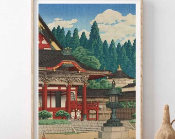 Kawase Hasui Minobusan Kuonji Temple Print | Japanese Japanese Buddhist Architecture