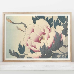 Manifesto giapponese con stampa xilografica Peony Ohara Koson