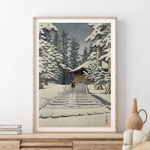 hiraizumi konjikido japanisches Kunstplakat von Kawase Hasui ukiyo-e Holzschnitt