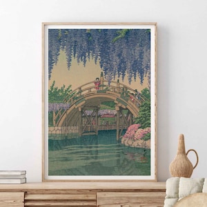 Glyzinien bei Kameido Kunstplakat von Kawase Hasui Ukiyo-e Holzschnitt