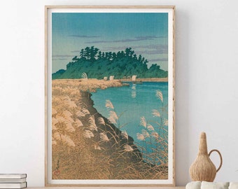 Hasui Kawase poster Late Autumn in Ichikawa Japanese woodblock print ukiyo-e travel print Japan