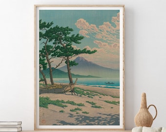 Hasui Kawase Print: Pine Beach at Miho, Japanese Ukiyo-e Poster
