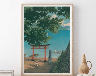 Hasui Kawase Japanese Art Print: Chūzenji Utagahama Woodblock Poster