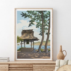Shogetsu-Tempel, japanisches Kunstplakat von Kawase Hasui, Ukiyo-e-Holzschnitt, Wandkunstdekoration