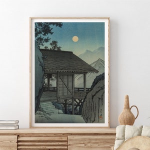 Póster de arte japonés del Templo de Yamadera, Yamagata, de Kawase Hasui, impresión en madera ukiyo-e, decoración de pared