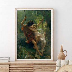 Affiche haute définition Springtime di Pierre Auguste pour lit bébé, art romantique, amour dans l'art