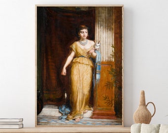 El cartel artístico prerrafaelita del hilandero de John William Waterhouse