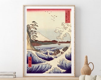 歌川広重 - 阿波国鳴門渦潮、1853年 - 19世紀日本の木版画、A4/A3厚手