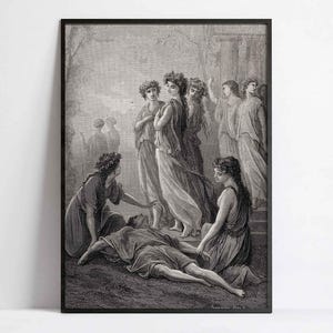 Daphnis und Alcimadure Poster – Gustave Doré Druck aus den illustrierten Werken von La Fontaine