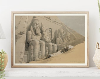 Der große Tempel von Abo Simble Nubien Lithographie Poster Art Poster Oriental Ägypten Geschenkidee Poster Fine Art Print auf Museumsqualitätspapier