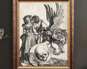 Albrecht Dürer Print: Gothic Coat of Arms with Skull - Memento Mori Wall Art