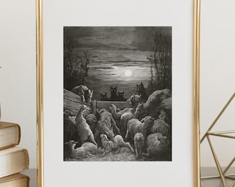 The Wolves and the Sheep – Art Print from Gustave Doré’s Fables of La Fontaine