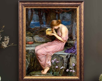 Psique abriendo la caja dorada Póster de arte prerrafaelita de John William Waterhouse