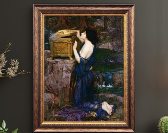 Póster de arte prerrafaelita de Pandora, obra de John William Waterhouse