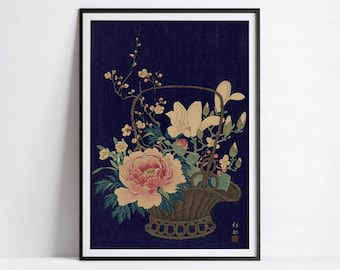 Ohara Koson Bamboo Flower Basket Print – Museum Quality Giclée Japandi Wall Art
