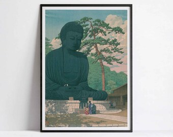 Kawase Hasui Great Buddha Print | Kamakura Temple Art Poster