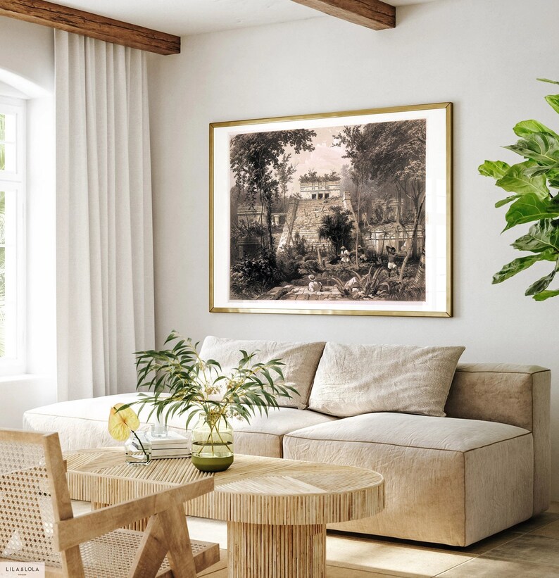 Poster Maya Temple Tulum Print on Museum Paper From a Color Drawing by ...