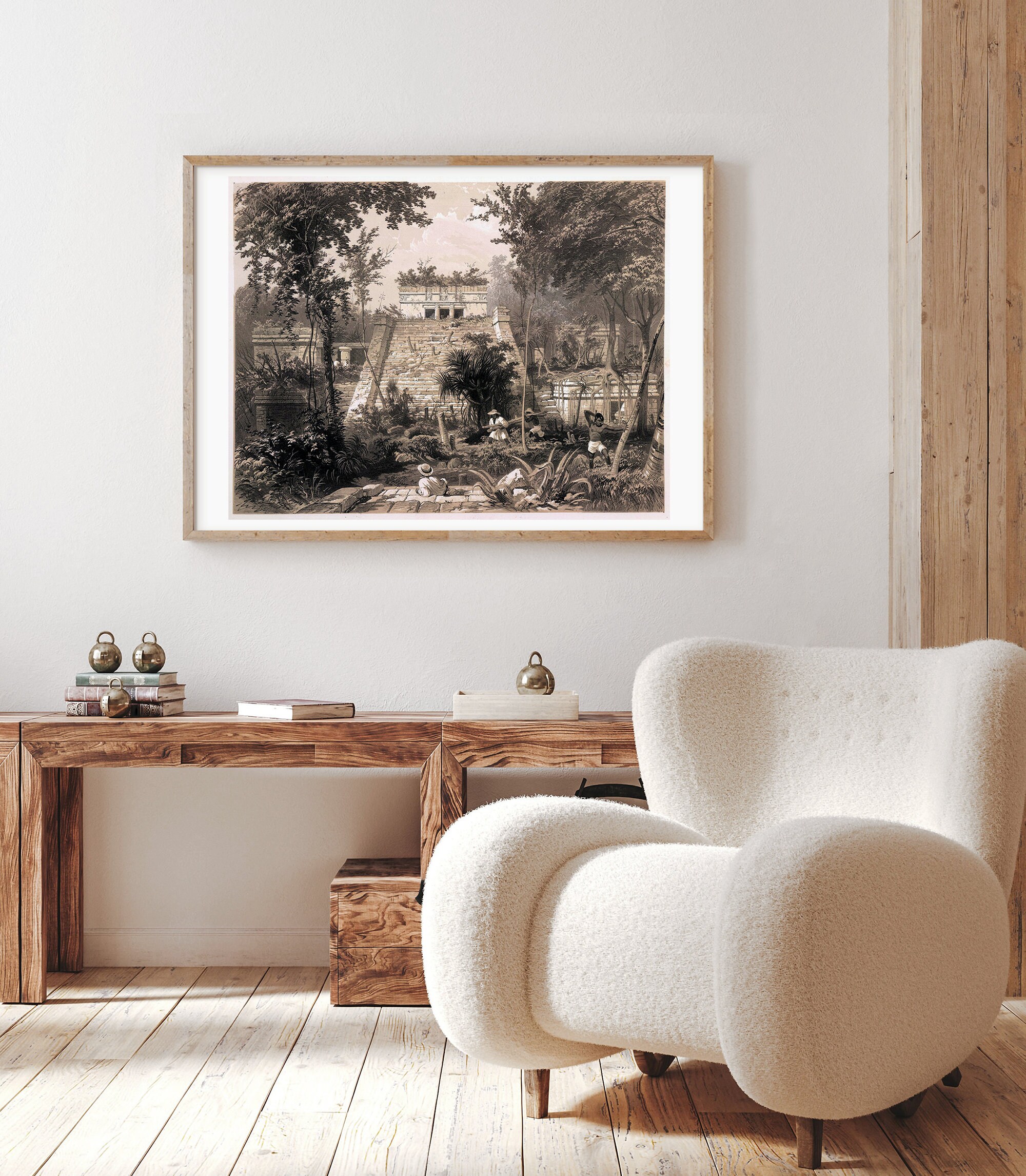 Poster Maya Temple Tulum Print on Museum Paper From a Color Drawing by ...