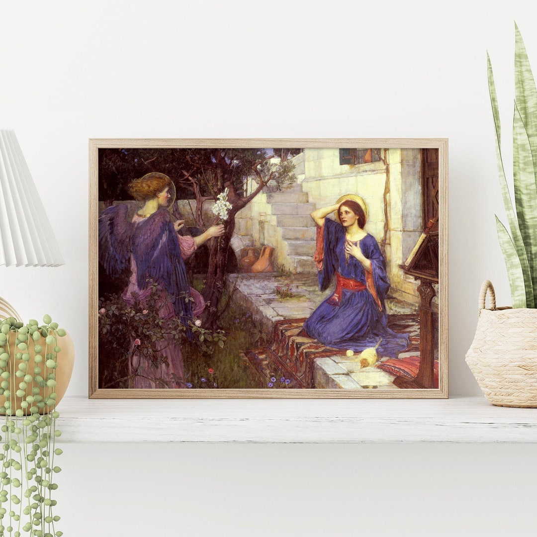 The Annunciation Pre-raphaelite Art Poster by John William Waterhouse ...