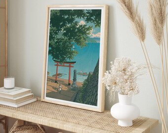 川瀬巴水 日本の版画：中禅寺歌ヶ浜 木版画ポスター - Etsy 日本