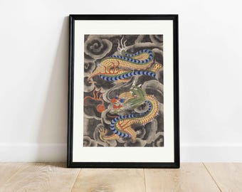 Dragon Amid Clouds – Korean Poster from the Joseon Dynasty – Asian Dragons Collection