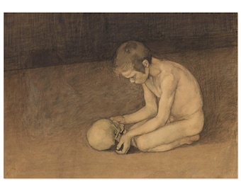Magnus Enckell Boy with Skull Print – Symbolist Painting, Limited Edition Fine Art (A4)