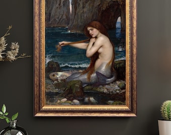The Mermaid  Pre-Raphaelite art poster by John William Waterhouse