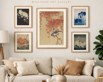 Ohara Koson Japanese Bird Prints – Gallery Wall Set, Vintage Art Posters (50x70cm, 30x40cm)